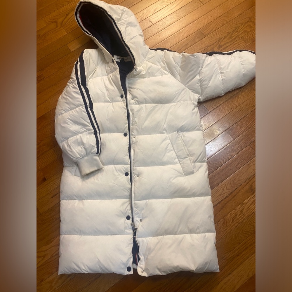 Tommy Hilfiger Women Oversized Long Puffer Coat Sz M White